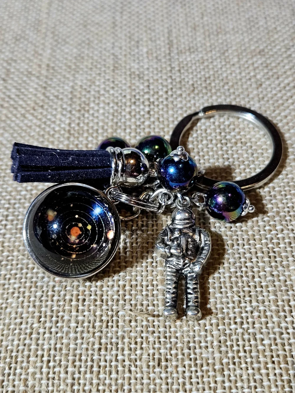 Iridescent Space Charm Keychain with Tassel